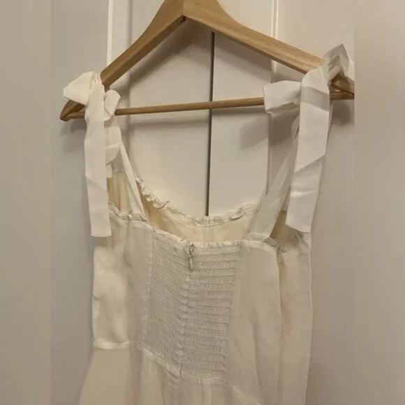 NWT Reformation Nikita Midi Dress in White Ivory Tie Straps Bridal | size 6 - Picture 8 of 12